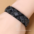 Tiny Measle Beads Velvet Bangle Lace Cuffs Locking Bracelet